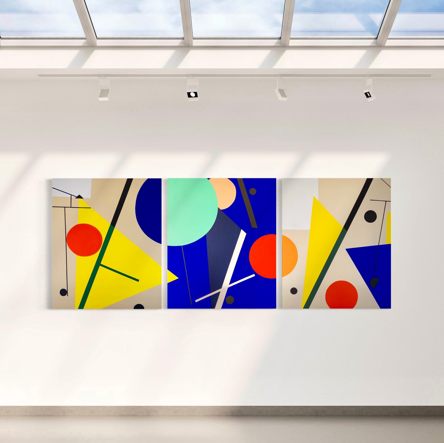 Cellular Movement Triptych by Eilena Braye — abstract acrylic painting inspired by microscopic cellular rhythms and bio-inspired movement