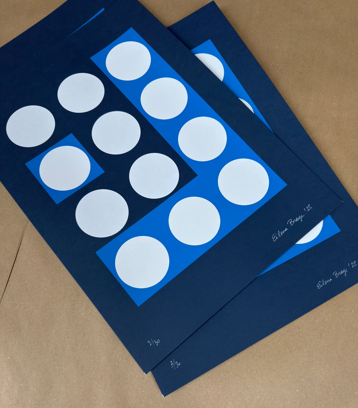 Stack of signed and numbered Data Blue limited-edition prints