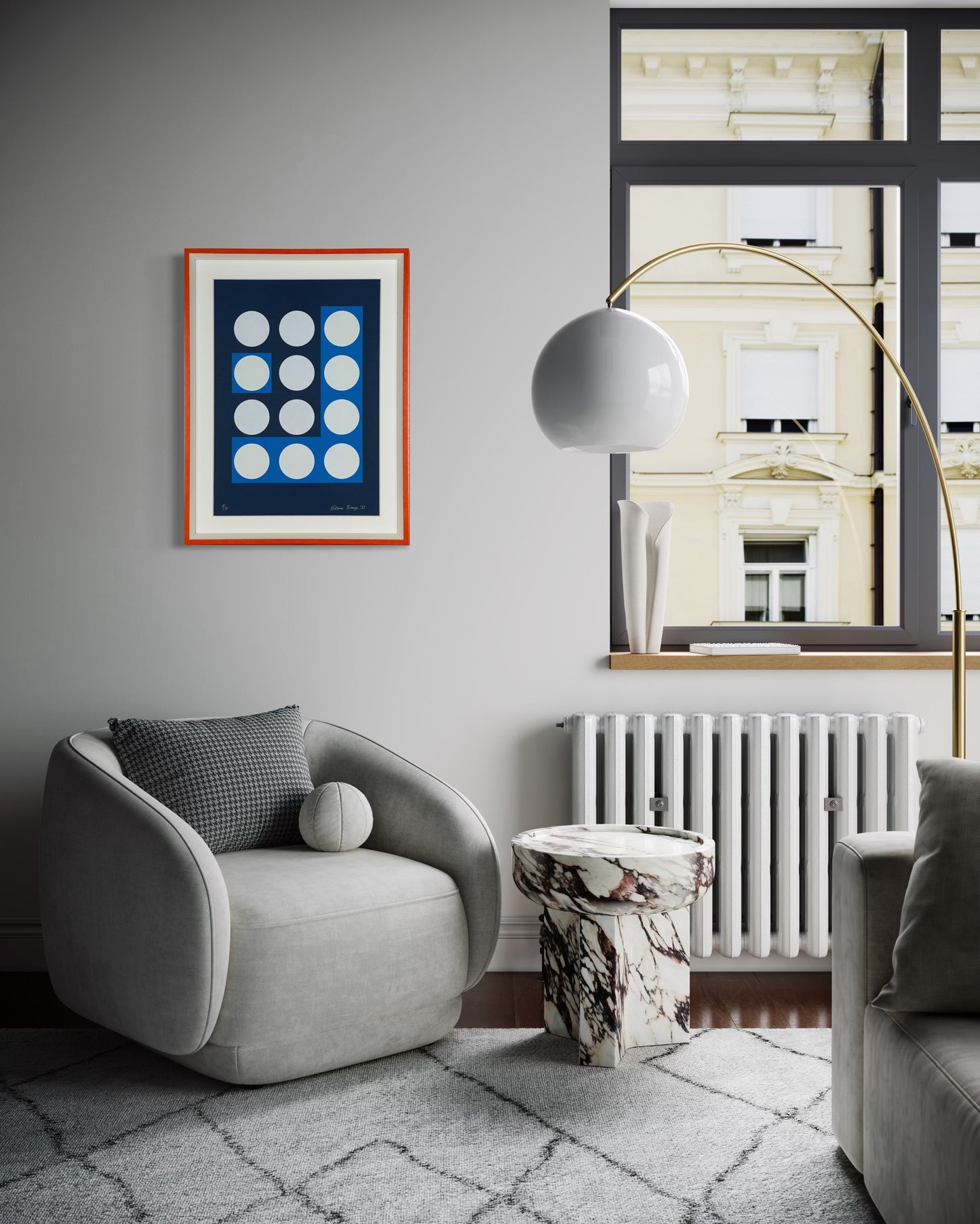 A3 Data Blue silkscreen presented framed and ready to hang