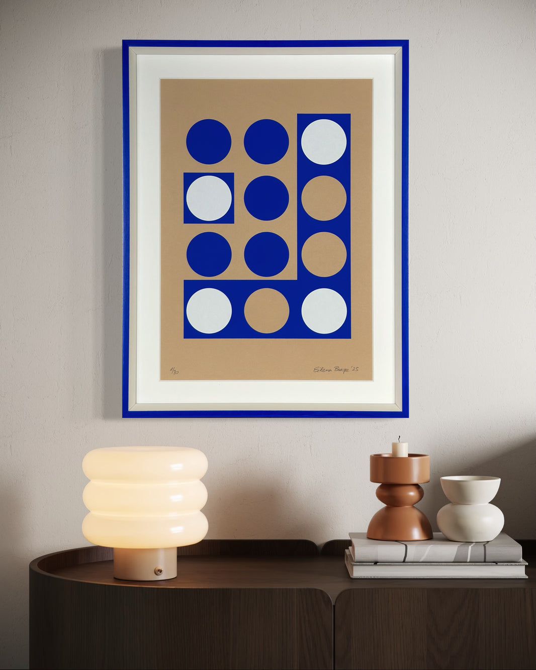 Framed Data Stone artwork hanging in a minimalist modern room