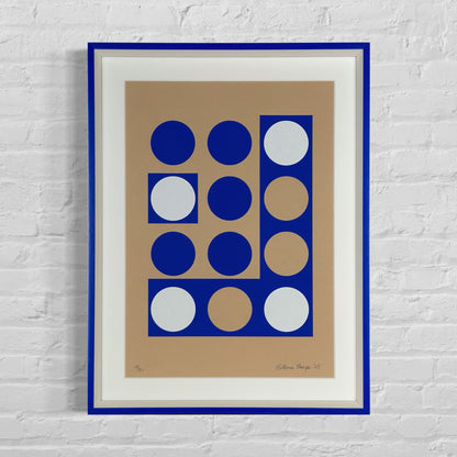 Framed Data Stone screen print displayed on a clean interior wall