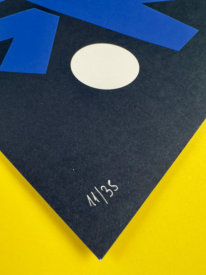 Hand-pulled silkscreen “Invisible Currents Blue” — abstract art print evoking movement and harmony, signed & numbered